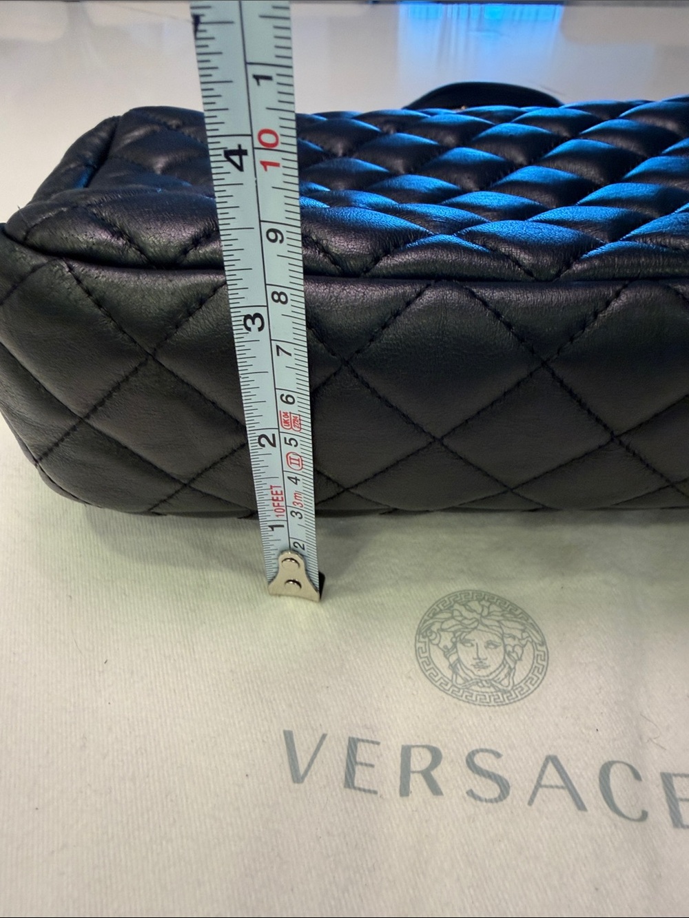 Versace Black Quilted Leather Crossbody with Gold Medallion and Chain - Picture 12 of 14